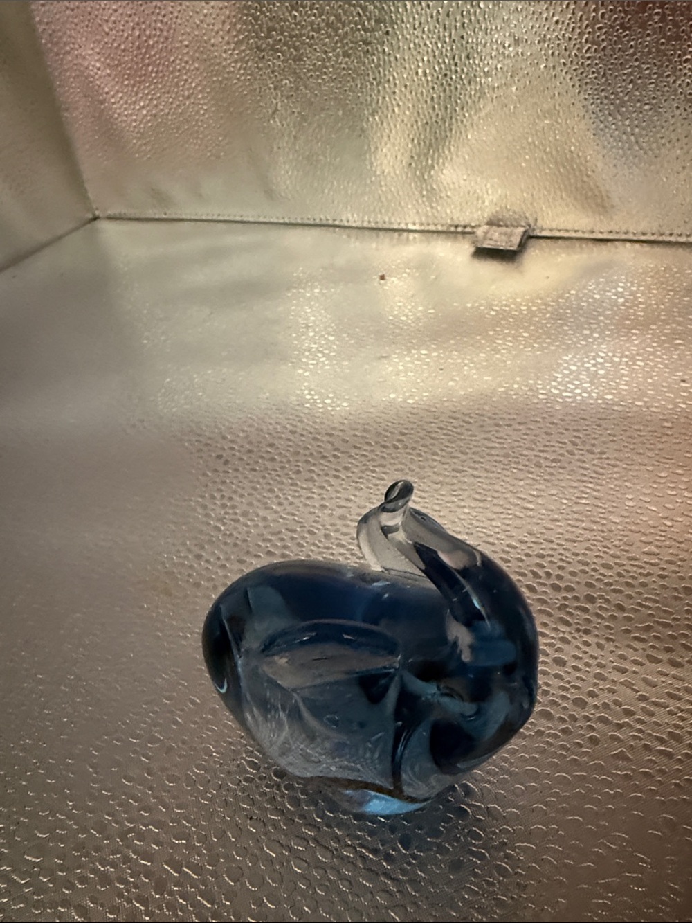 Vintage hand blown Blue Glass Elephant paperweight